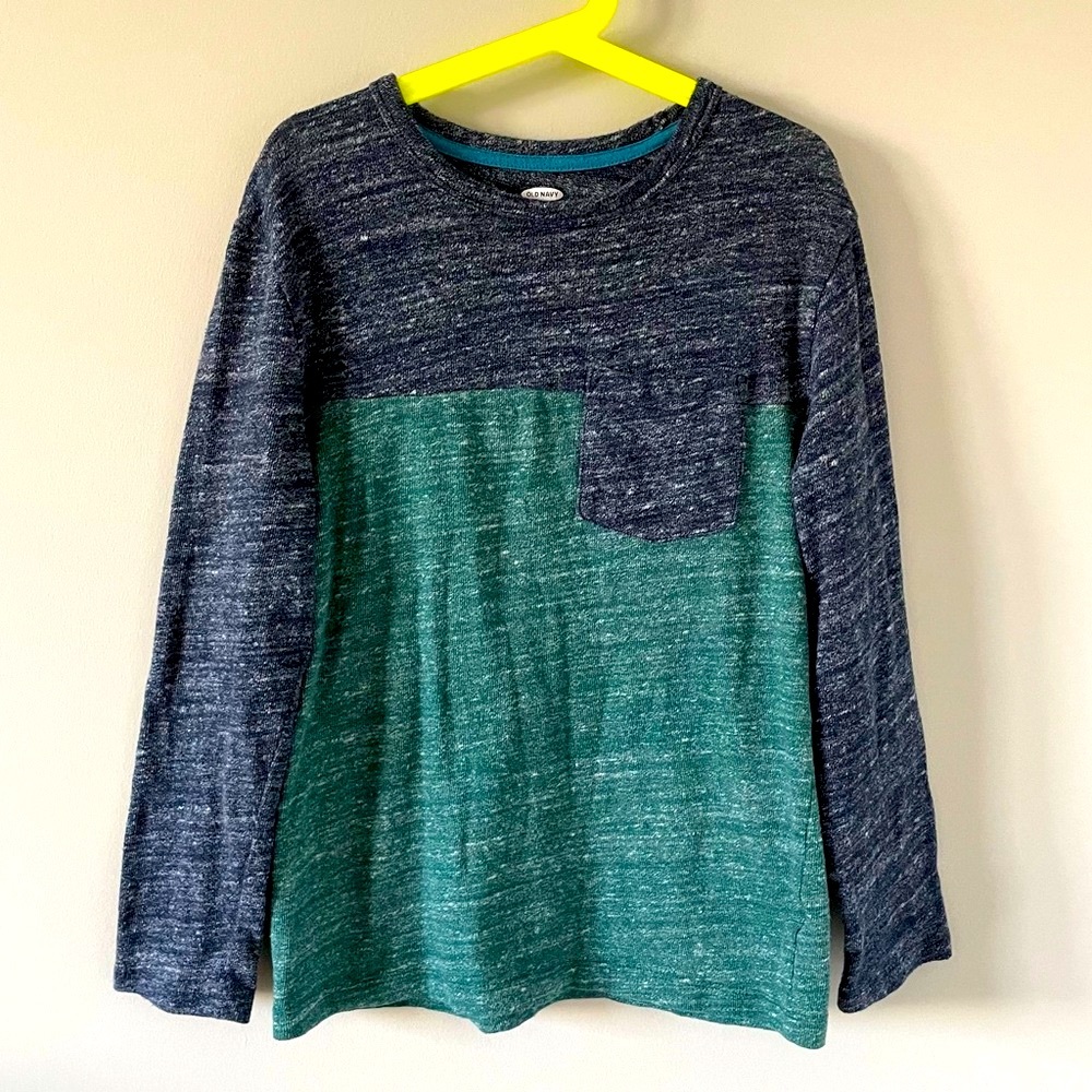 Old Navy Boys Colour-Block Sweater Knit Long-Sleeve Pocket T-Shirt